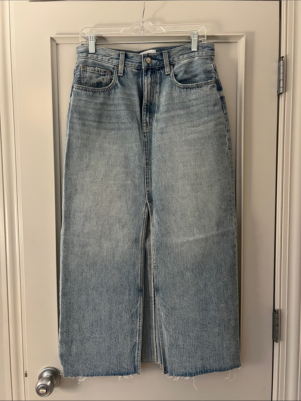 pistola Light Blue Denim Wide-Leg Skirt